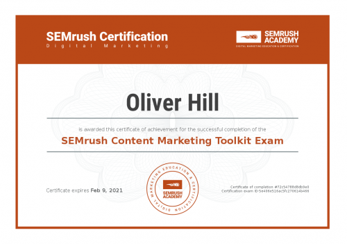 SEMrush Content Marketing Toolkit Exam | The Website Space